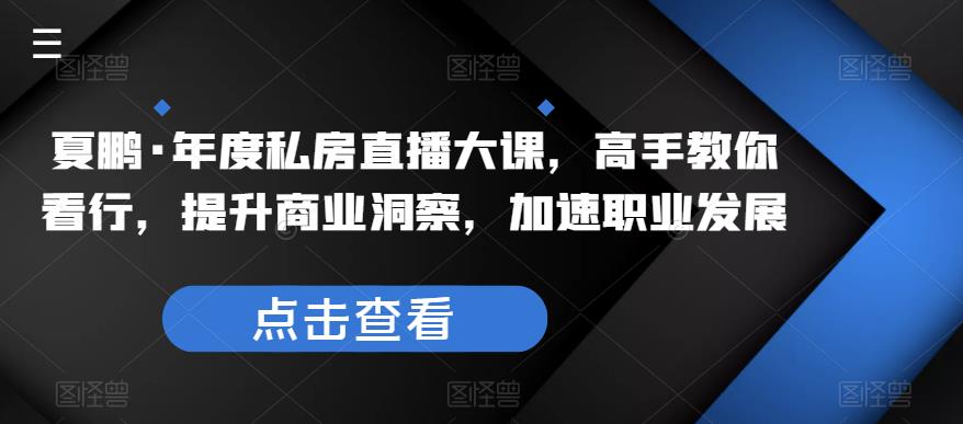 夏鹏·年度私房直播大课，高手教你看行，提升商业洞察，加速职业发展-副业网