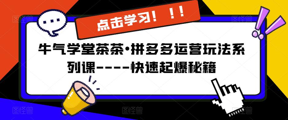 牛气学堂茶茶•拼多多运营玩法系列课—-快速起爆秘籍-副业网