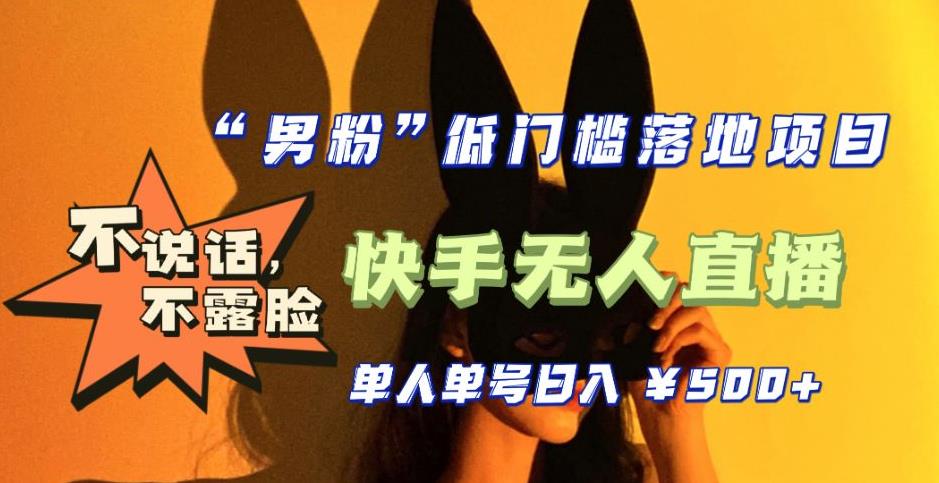 【全新升级】零基础单人单号单晚500+，不说话，不露脸，4月最新超皮实快手无人直播-副业网