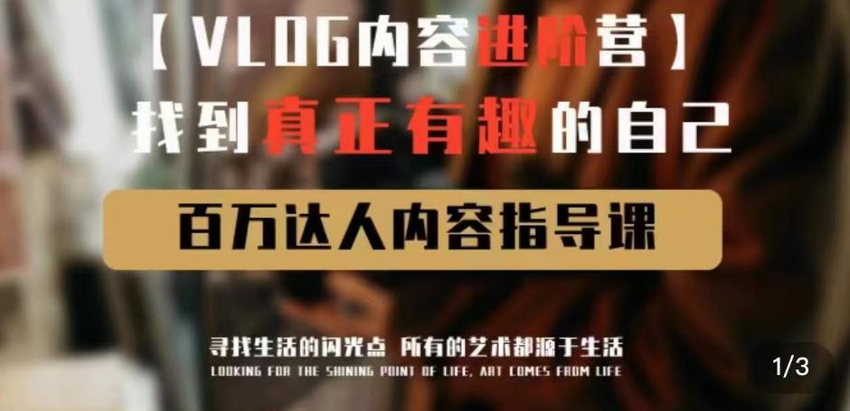 vlog内容进阶营，找到真正有趣的自己，百万达人内容指导课-副业网