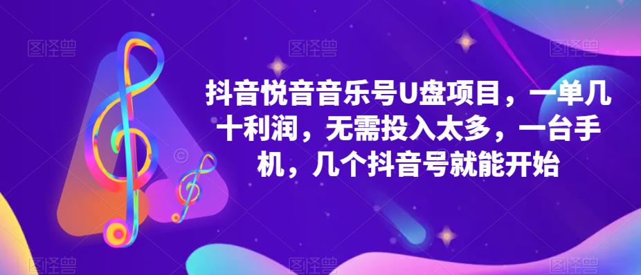 抖音音乐号U盘项目，一单几十利润，无需投入太多，一台手机，几个抖音号就能开始-副业网