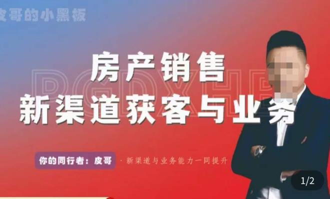 皮哥·房产销售新渠道获客与业务，​打造新时代房产经纪达人，助力行业新人成长为业内精英-副业网