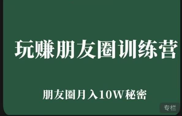 玩赚朋友圈系统课，朋友圈月入10W的秘密，​7天系统图文课程-副业网