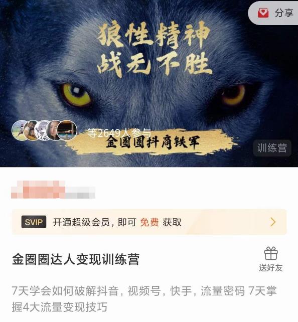 金圈圈达人变现训练营，​7天学会如何破解抖音视频号快手流量密码，7天掌握4大流量变现技巧-副业网