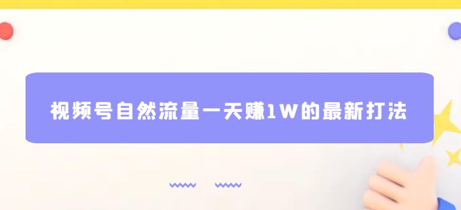 视频号自然流量一天赚1W的最新打法，基本0投资【揭秘】-副业网