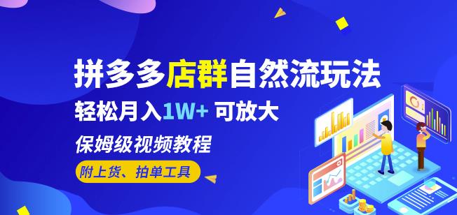拼多多店群自然流玩法，轻松月入1W+保姆级视频教程（附上货、拍单工具）-副业网