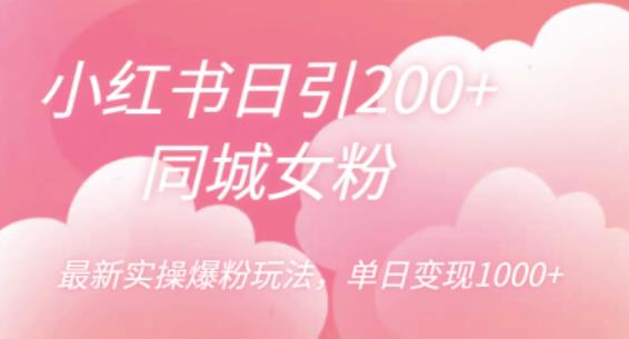 小红书日引200+同城女粉，最新实操爆粉玩法，单日变现1000+【揭秘】-副业网