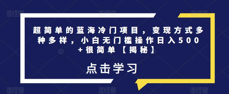 超简单的蓝海冷门项目，变现方式多种多样，小白无门槛操作日入500+很简单【揭秘】-副业网