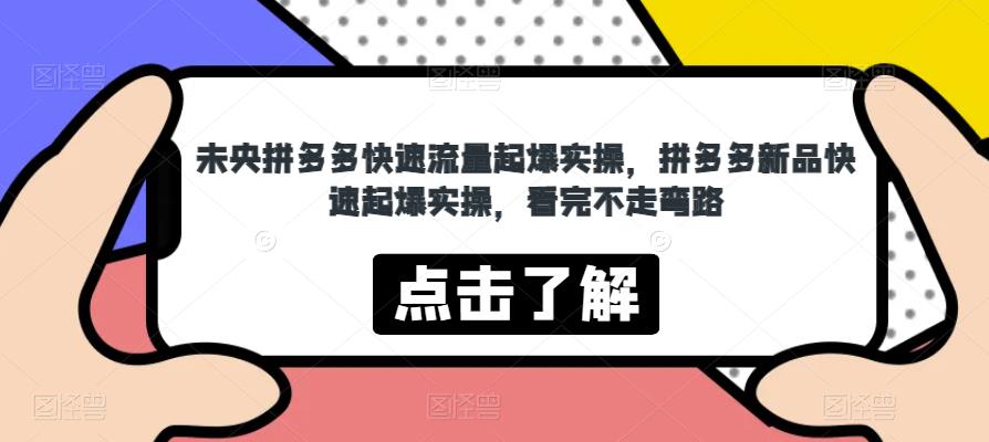 未央拼多多快速流量起爆实操，拼多多新品快速起爆实操，看完不走弯路-副业网