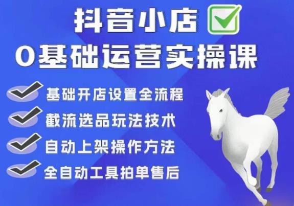 白马电商·0基础抖店运营实操课，基础开店设置全流程，截流选品玩法技术-副业网