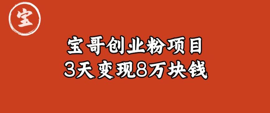 宝哥IP图文创业粉引流项目实战分享：单个账号3天涨粉1万，变现8万块钱（图文教程）【揭秘】-副业网