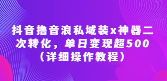 抖音撸音浪私域装x神器二次转化，单日变现超500（详细操作教程）【揭秘】-副业网