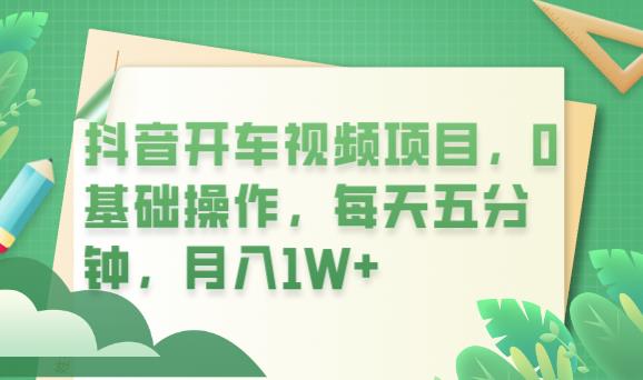 抖音开车视频项目，0基础操作，每天五分钟，月入1W+【揭秘】-副业网