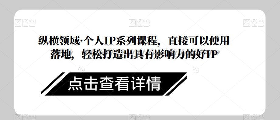 纵横领域·个人IP系列课程，直接可以使用落地，轻松打造出具有影响力的好IP-副业网