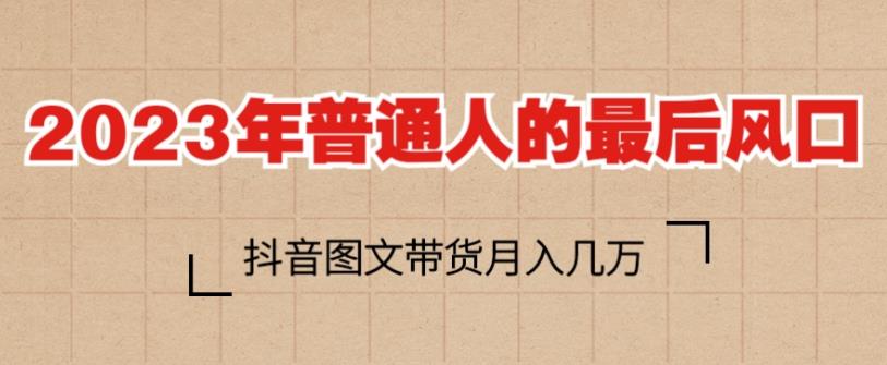 2023年普通人的最后风口，抖音图文带货月入几万，只需一部手机即可操作-副业网