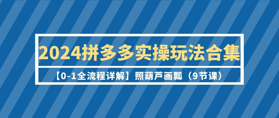 2024拼多多实操玩法合集【0-1全流程详解】照葫芦画瓢-副业网