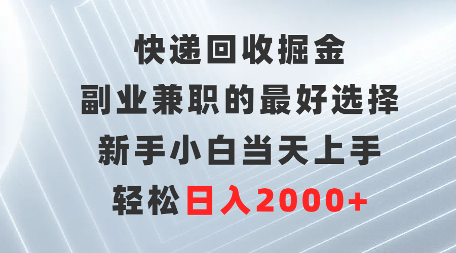 快递回收掘金，副业兼职的最好选择，新手小白当天上手，轻松日入2000+-副业网