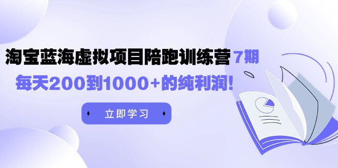 黄岛主《淘宝蓝海虚拟项目陪跑训练营7期》每天200到1000+的纯利润-副业网