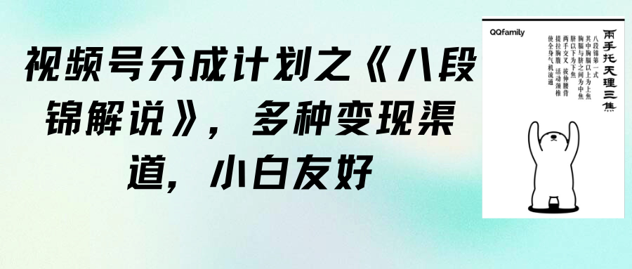 视频号分成计划之《八段锦解说》，多种变现渠道，小白友好-副业网