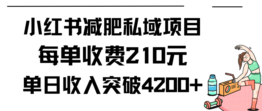 小红书减肥私域项目每单收费210元单日成交20单，最高日入4200+-副业网