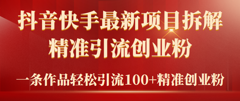2024年抖音快手最新项目拆解视频引流创业粉，一天轻松引流精准创业粉100+-副业网