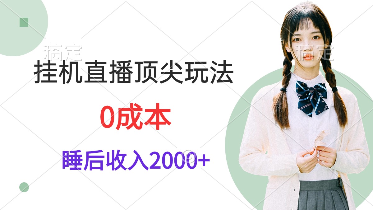 挂机直播顶尖玩法，睡后日收入2000+、0成本，视频教学-副业网