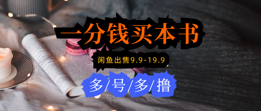 每天花1分钱买一本书，闲鱼出售9.9-19.9不等，多账号多撸 新手小白均可操作-副业网