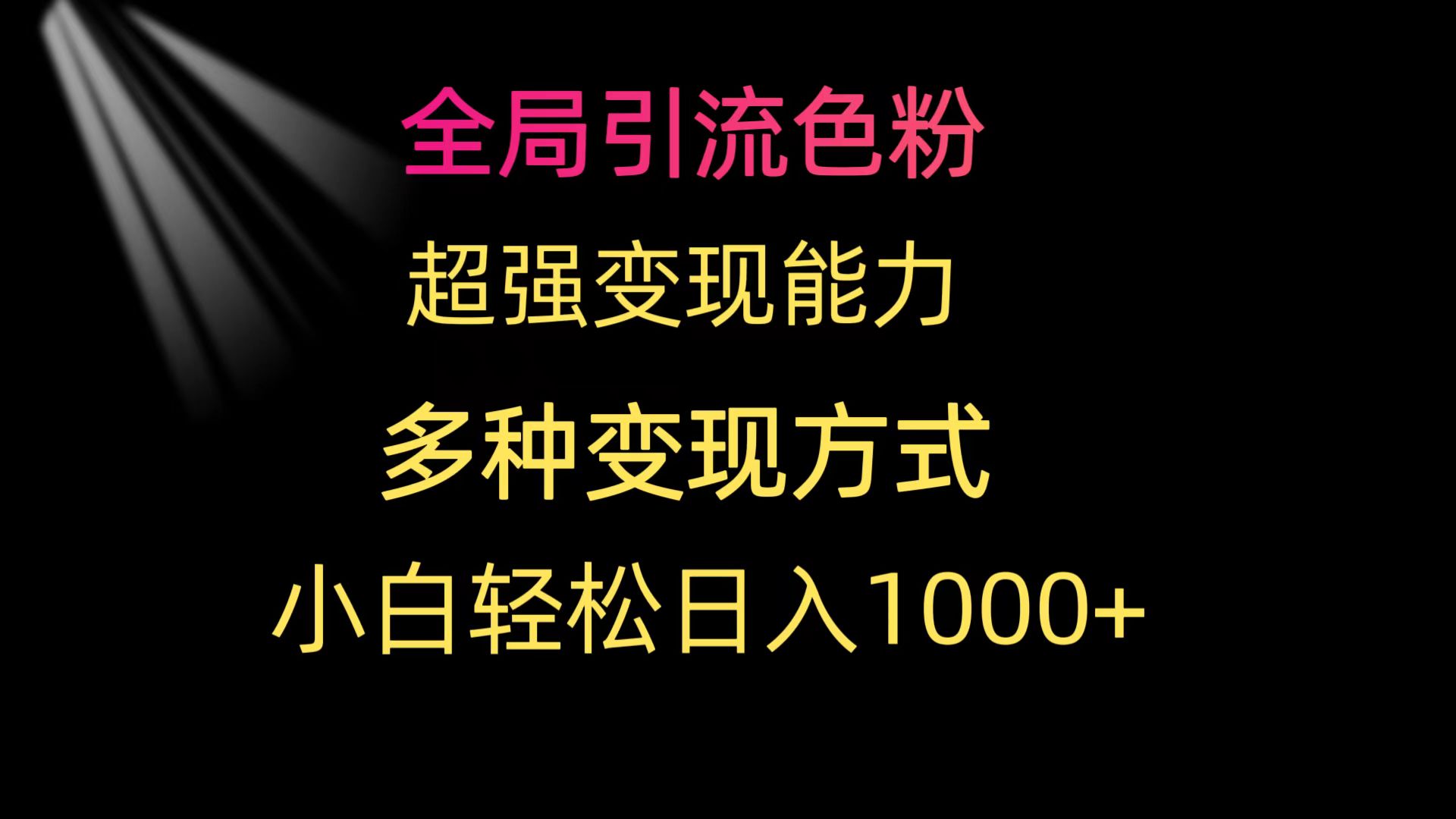 全局引流色粉 超强变现能力 多种变现方式 小白轻松日入1000+-副业网