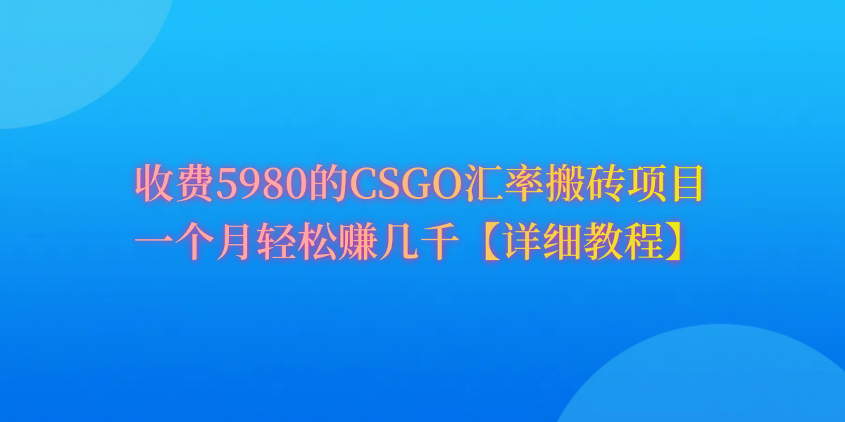 CSGO装备搬砖，月综合收益率高达60%，你也可以！-副业网