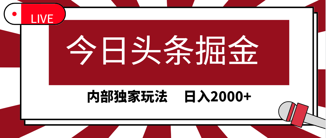 今日头条掘金，30秒一篇文章，内部独家玩法，日入2000+-副业网