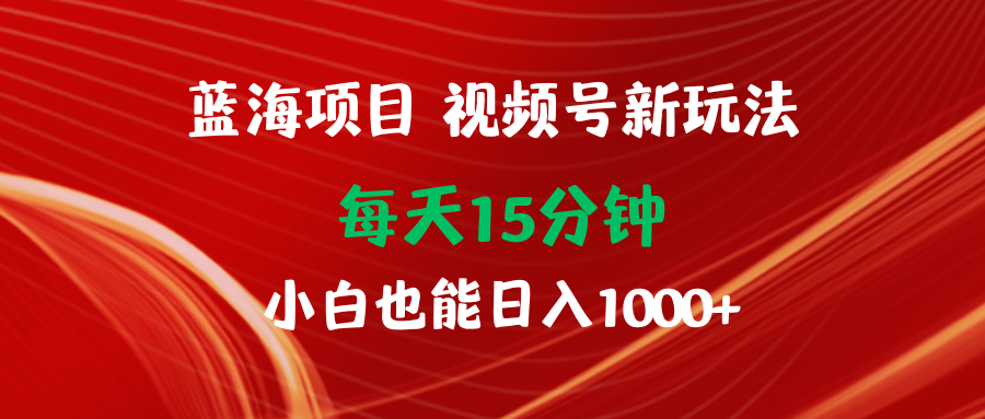 蓝海项目视频号新玩法 每天15分钟 小白也能日入1000+-副业网