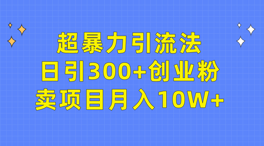 超暴力引流法，日引300+创业粉，卖项目月入10W+-副业网