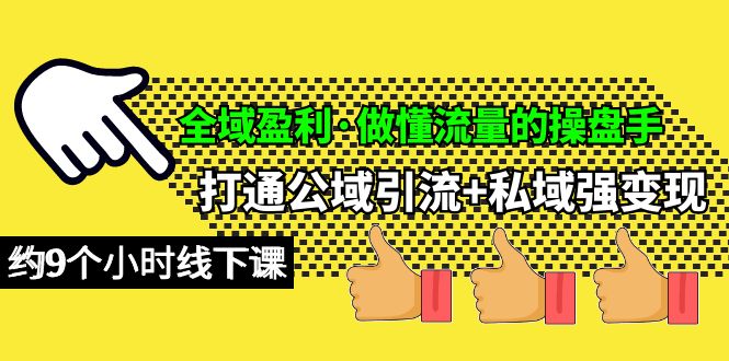 全域盈利·做懂流量的操盘手,打通公域引流+私域强变现,约9个小时线下课-副业网