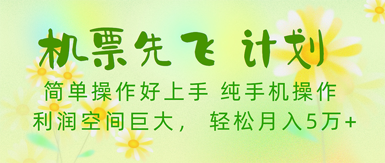机票先飞计划！里程积分兑换机票售卖赚差价，利润空间巨大，小白月入5万+-副业网