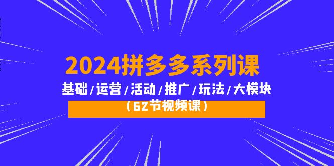 2024拼多多系列课：基础/运营/活动/推广/玩法/大模块-副业网