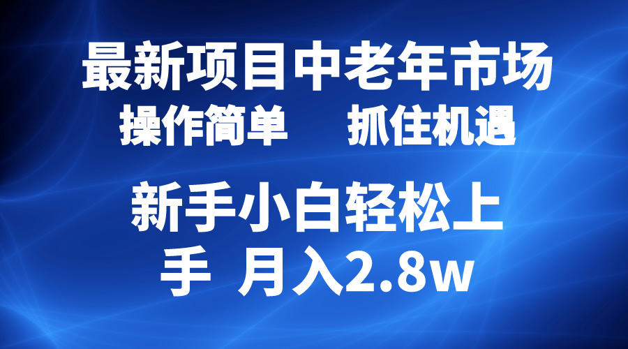 2024最新项目，中老年市场，起号简单，7条作品涨粉4000+，单月变现2.8w-副业网