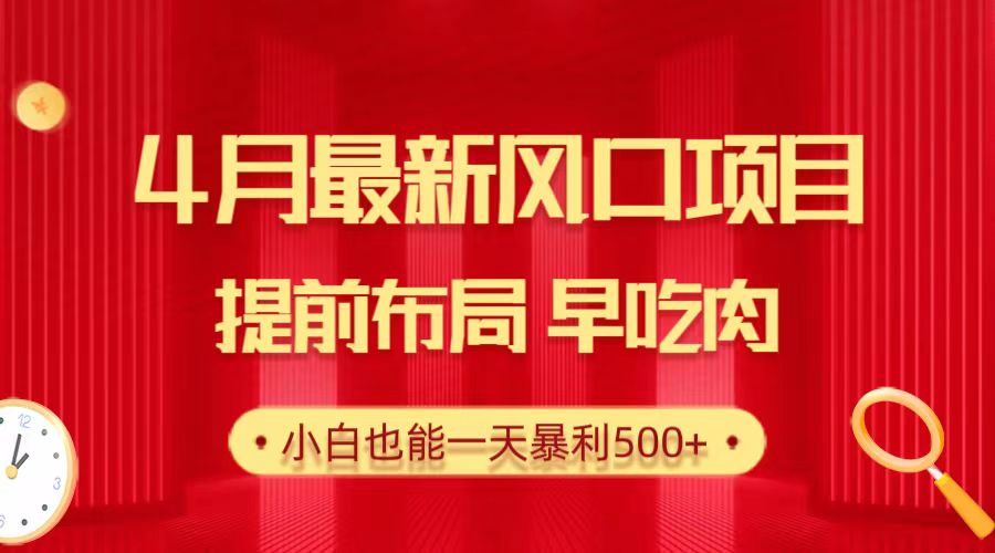 28.4月最新风口项目，提前布局早吃肉，小白也能一天暴利500+-副业网