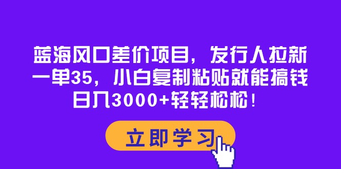 蓝海风口差价项目，发行人拉新，一单35，小白复制粘贴就能搞钱！日入30…-副业网