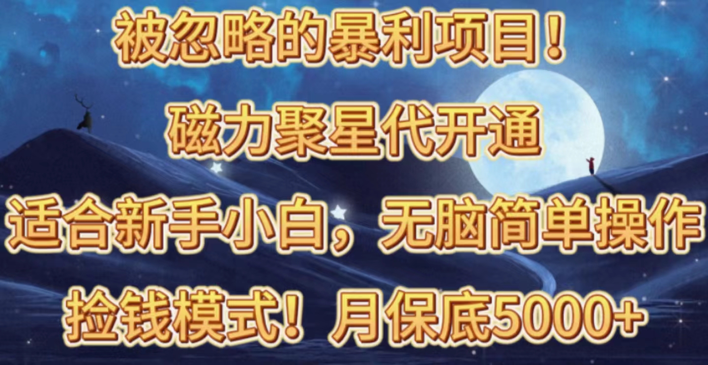 被忽略的暴利项目！磁力聚星代开通捡钱模式，轻松月入五六千-副业网