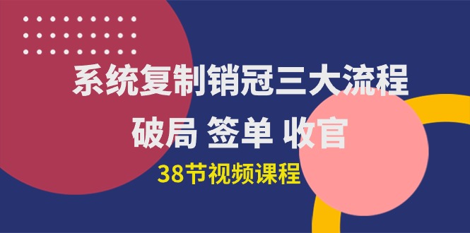 系统复制 销冠三大流程，破局 签单 收官-副业网