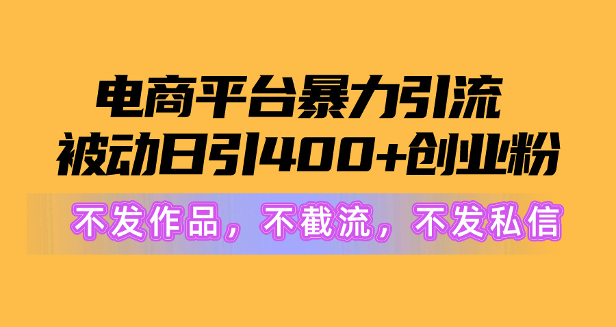 电商平台暴力引流,被动日引400+创业粉不发作品,不截流,不发私信-副业网