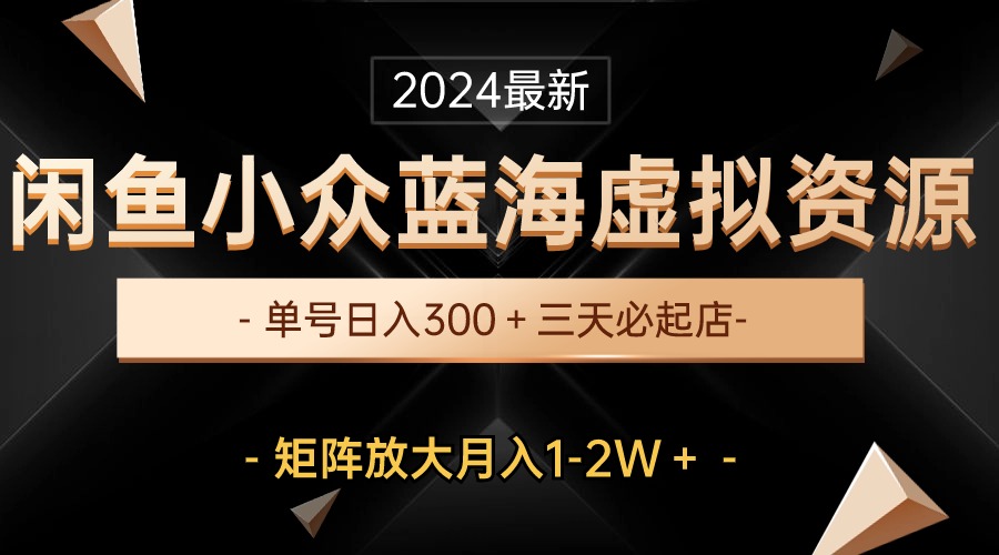 最新闲鱼小众蓝海虚拟资源，单号日入300＋，三天必起店，矩阵放大月入1-2W-副业网