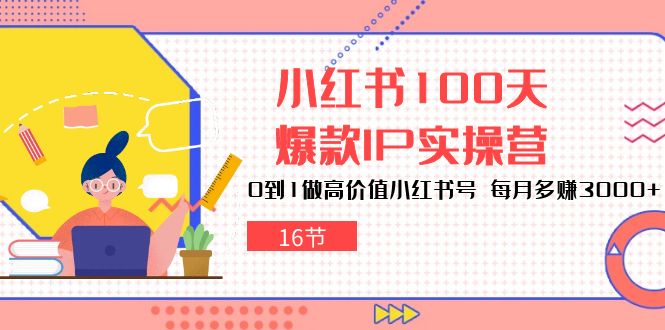 小红书100天-爆款IP实操营，0到1做高价值小红书号 每月多赚3000+-副业网