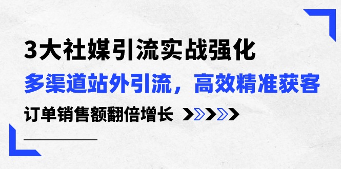 3大社媒引流实操强化，多渠道站外引流/高效精准获客/订单销售额翻倍增长-副业网