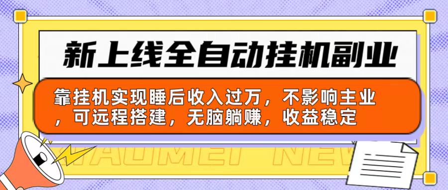 新上线全自动挂机副业：靠挂机实现睡后收入过万，不影响主业可远程搭建…-副业网
