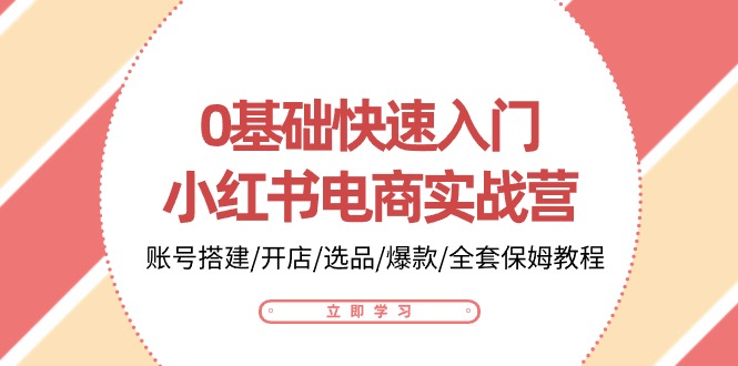 0基础快速入门-小红书电商实战营:账号搭建/开店/选品/爆款/全套保姆教程-副业网