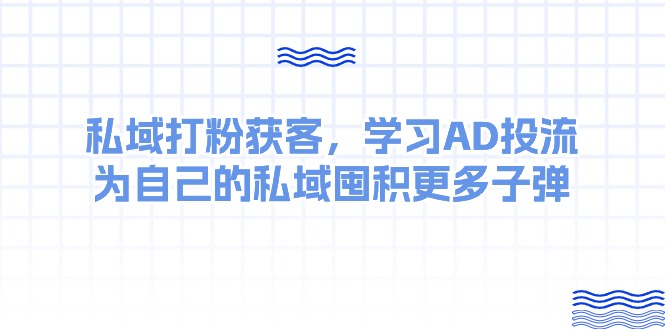 某收费课:私域打粉获客,学习AD投流,为自己的私域囤积更多子弹-副业网