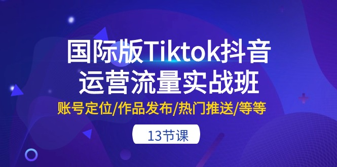 国际版Tiktok抖音运营流量实战班：账号定位/作品发布/热门推送/等等-13节-副业网