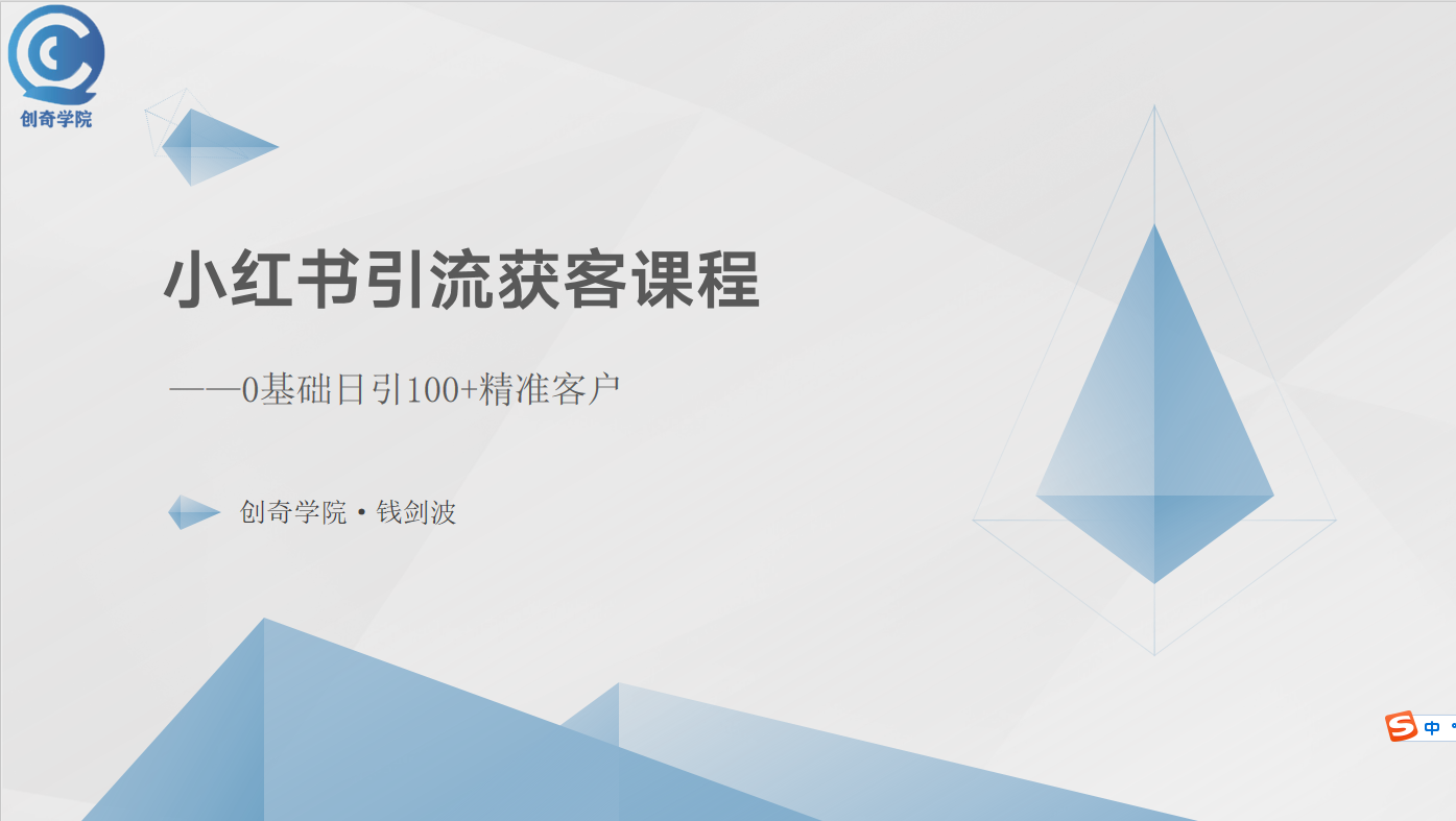 小红书引流获客课程:0基础日引100+精准客户-副业网