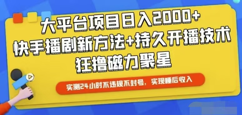 快手24小时无人直播，真正实现睡后收益-副业网